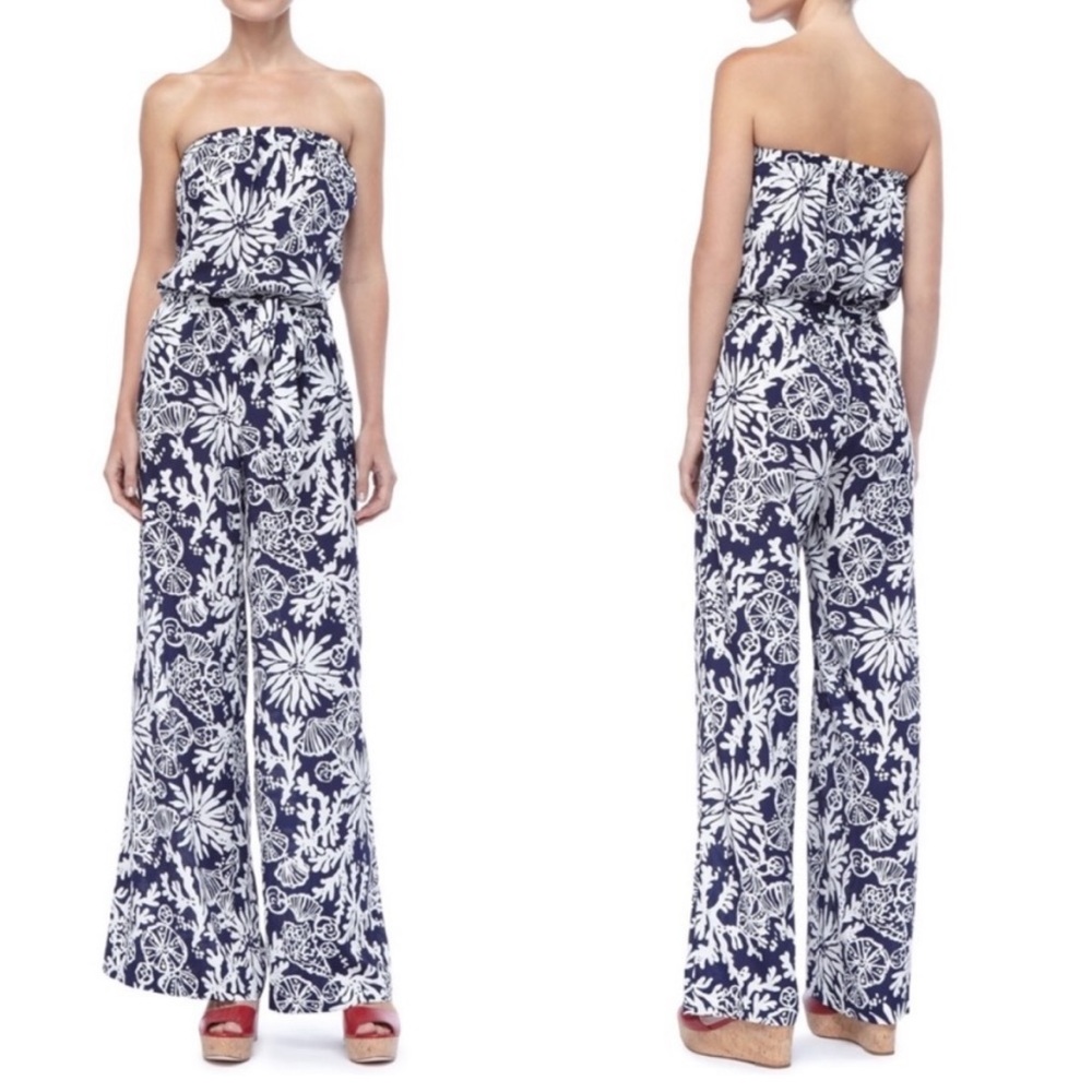Lilly Pulitzer navy blue and white jumpsuit, size small